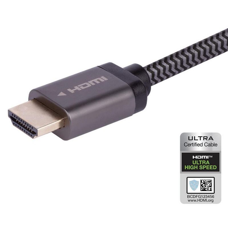 Monoprice 8K Certified Braided Ultra High Speed HDMI 2.1 Cable - 3 Feet - Black | 48Gbps, Compatible With Sony PS 5, PS 5 Digital Edition, Xbox Series