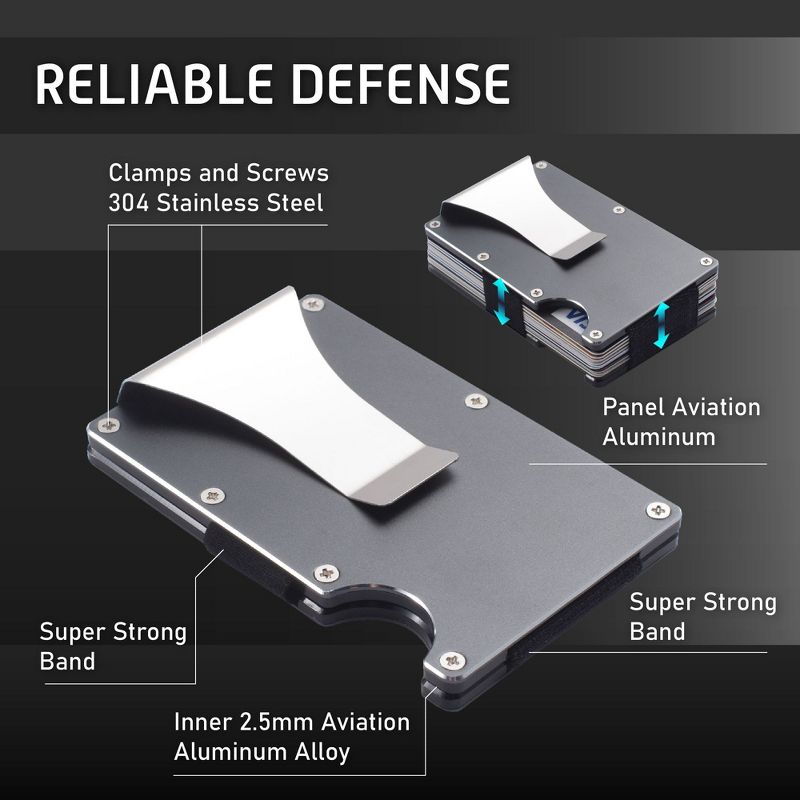 Insten Small RFID Blocking ID Credit Card Holder Minimalist Wallet for Men, Gray Aluminum