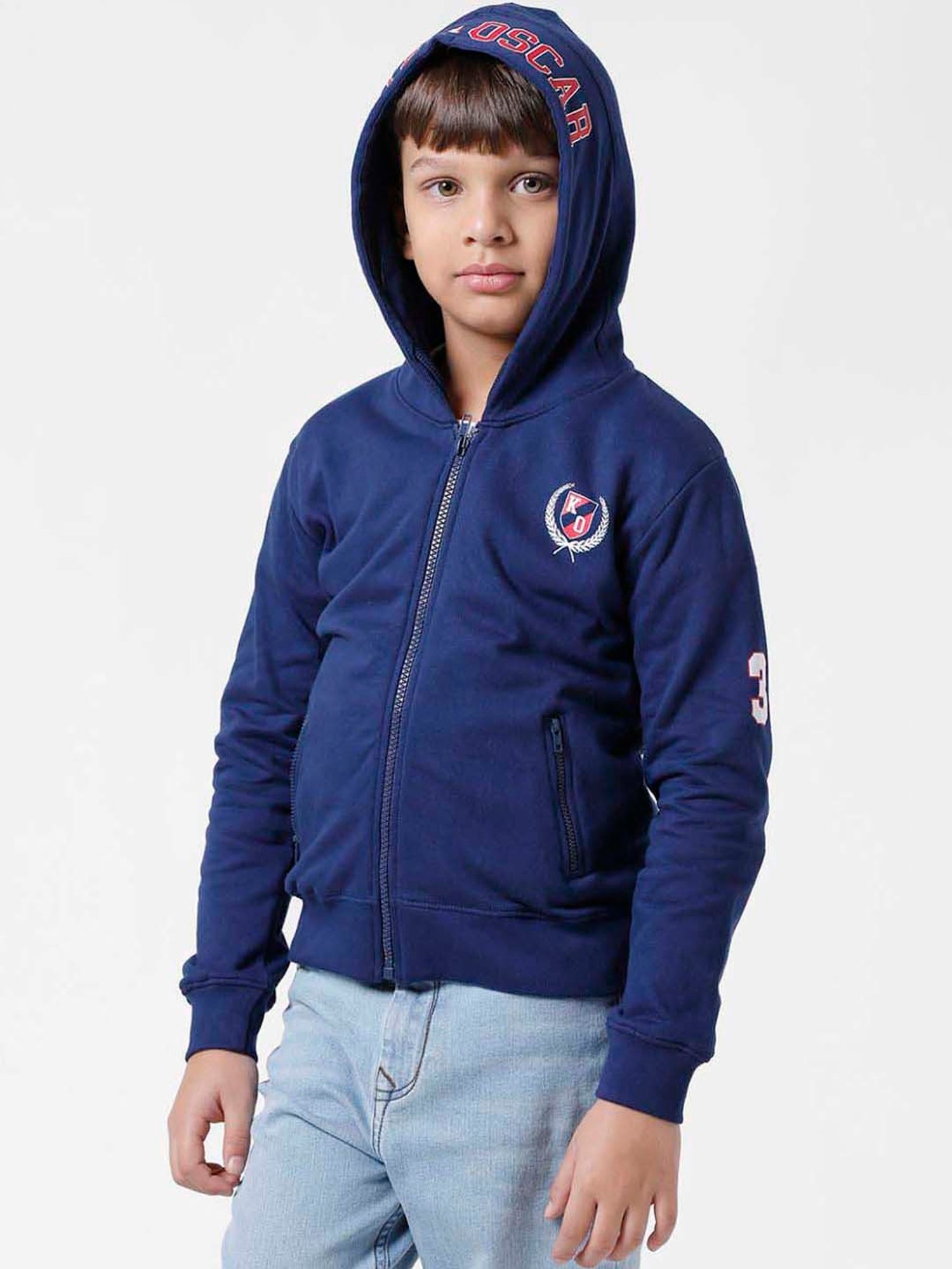 Kate & Oscar Kids Navy Cotton Printed Full Sleeves Sweatshirt