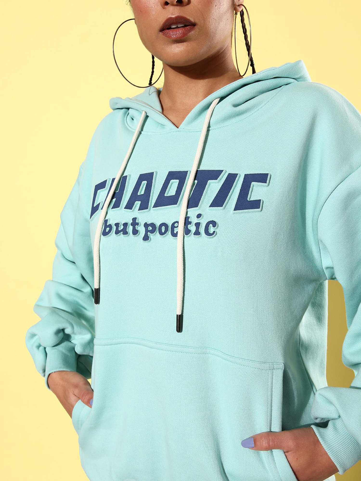 Difference of Opinion Turquoise Fleece Graphic Print Oversized Sweatshirt