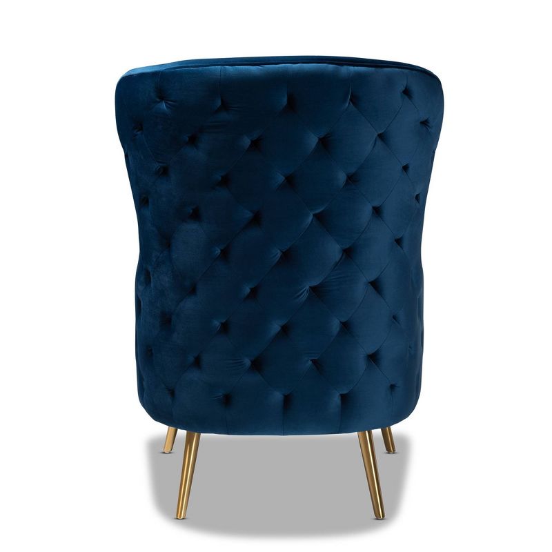 Melissa Velvet Fabric Upholstered Living Room Accent Chair Royal Blue/Gold - Baxton Studio