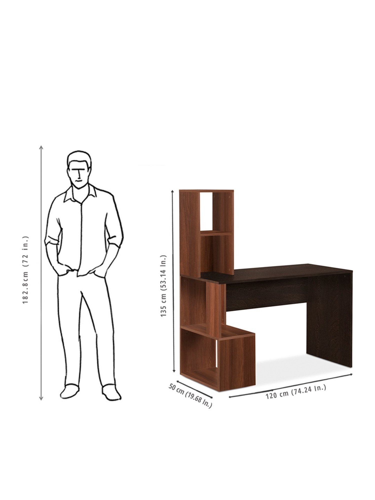 Delite Kom Groot Flowery Wenge Brown Engineered Wood Free Standing Study Table