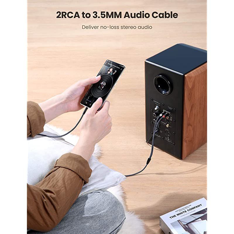 3.5mm to 2RCA Cable Nylon Braided Audio Auxiliary Adapter Stereo Y Splitter Cord for Smartphone Speakers Tablet HDTV MP3 Player (3ft)