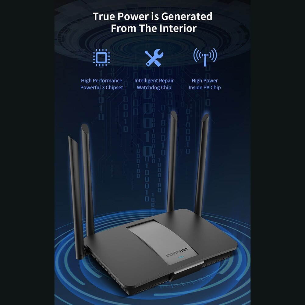 COMFAST Dual Band 2.4G 5G WiFi Router 4 Antenna 1200M Wireless Signal Extender Dual-Band Wireless Router Wifi Repeater
