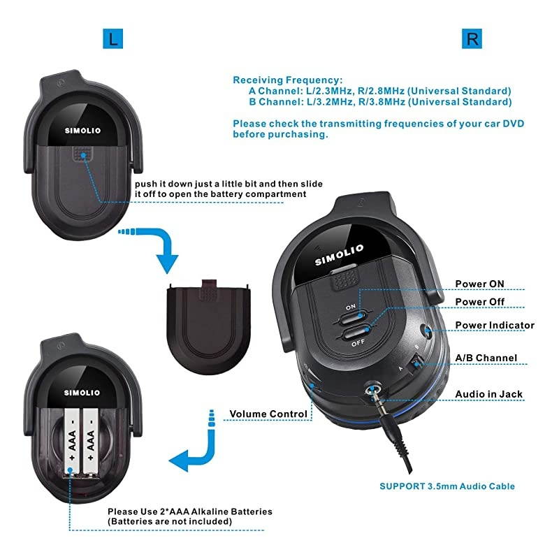 4 Pack of DVD Wireless Headphones in Car Kids Wireless Headphones for Universal Car Entertainment System Automotive IR Wireless Headphones Note Will Not Work on 2017+ GMs or Pacifica