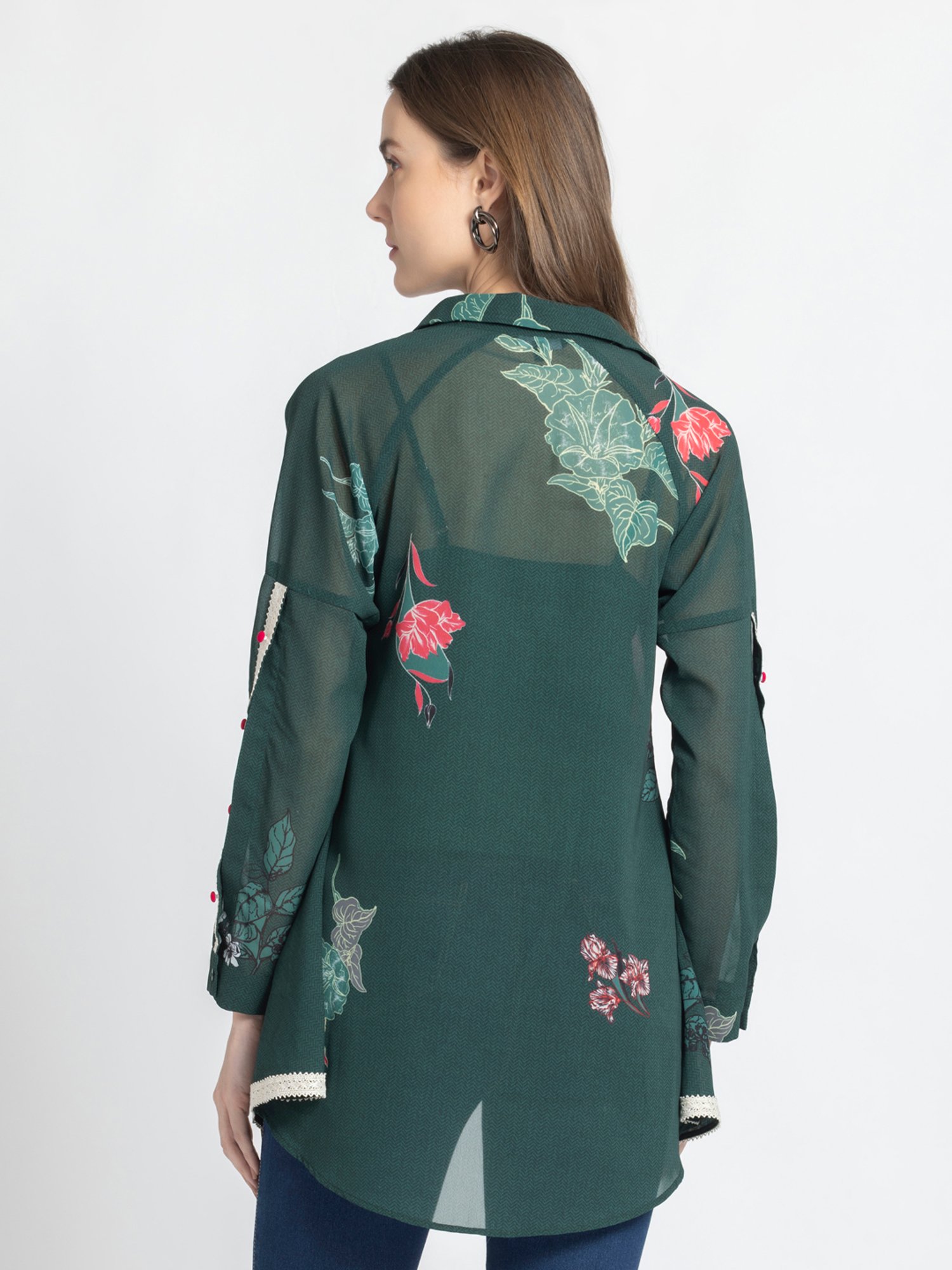 SHAYE Green Floral Print Top With Inner