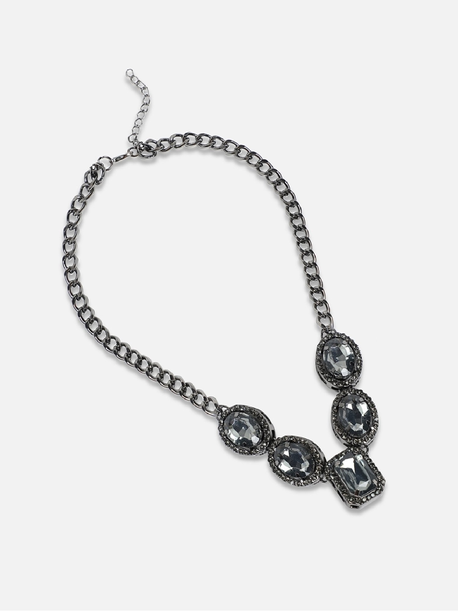 Sohi Women's Crystal Crescendo Collar Necklace - Moon Black