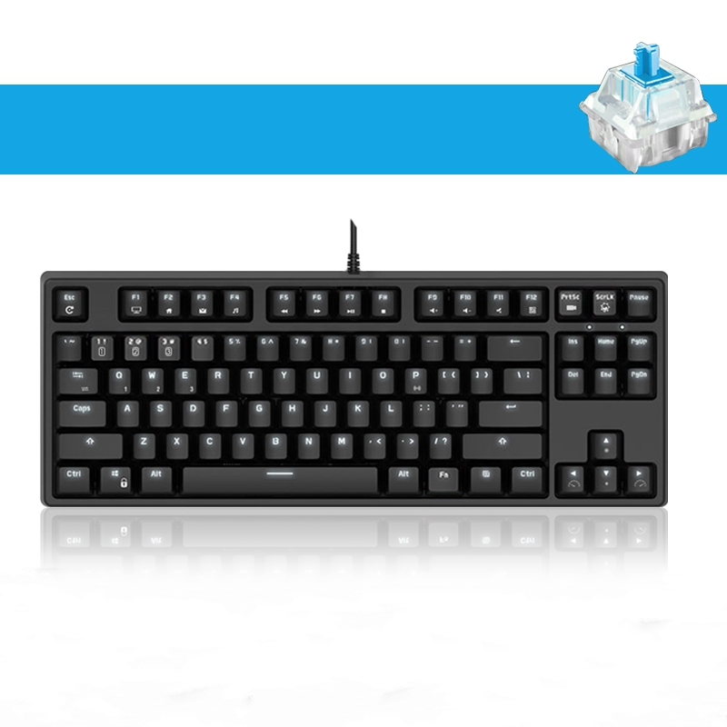 Royal Kludge RK987  N-key Rollover Ergonomic Design,Cool Exterior USB Wired PBT Keycaps White Backlit Keyboard for Gaming and Office - Black( RK Black Switch)