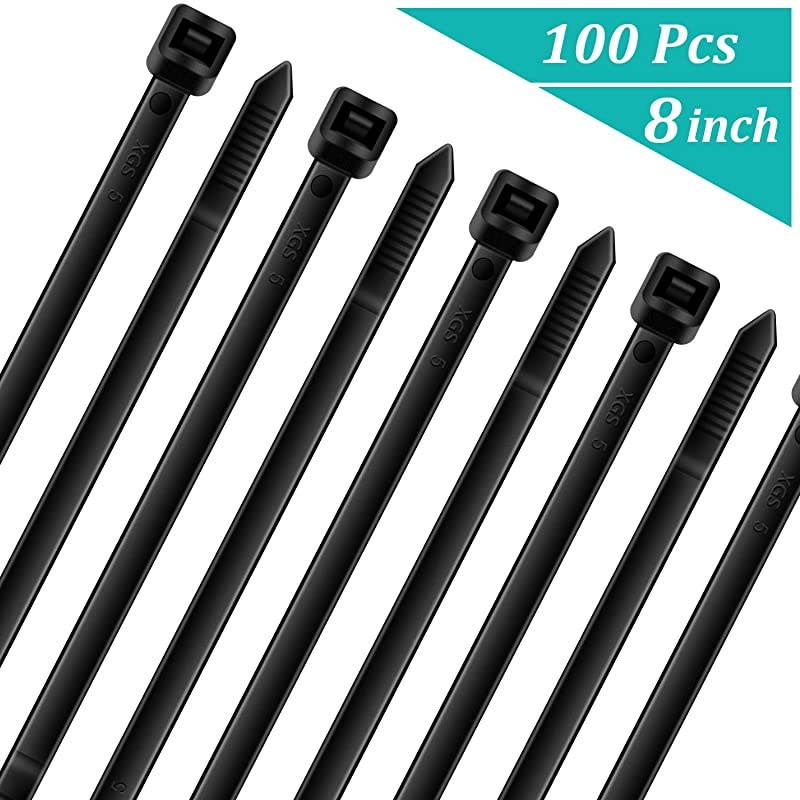 Cable Ties 8 Inch 100 Piece MultiPurpose Zip Ties Wire Ties Heavy Duty Wire Management for Organizing Home Office Garden and Data Centers