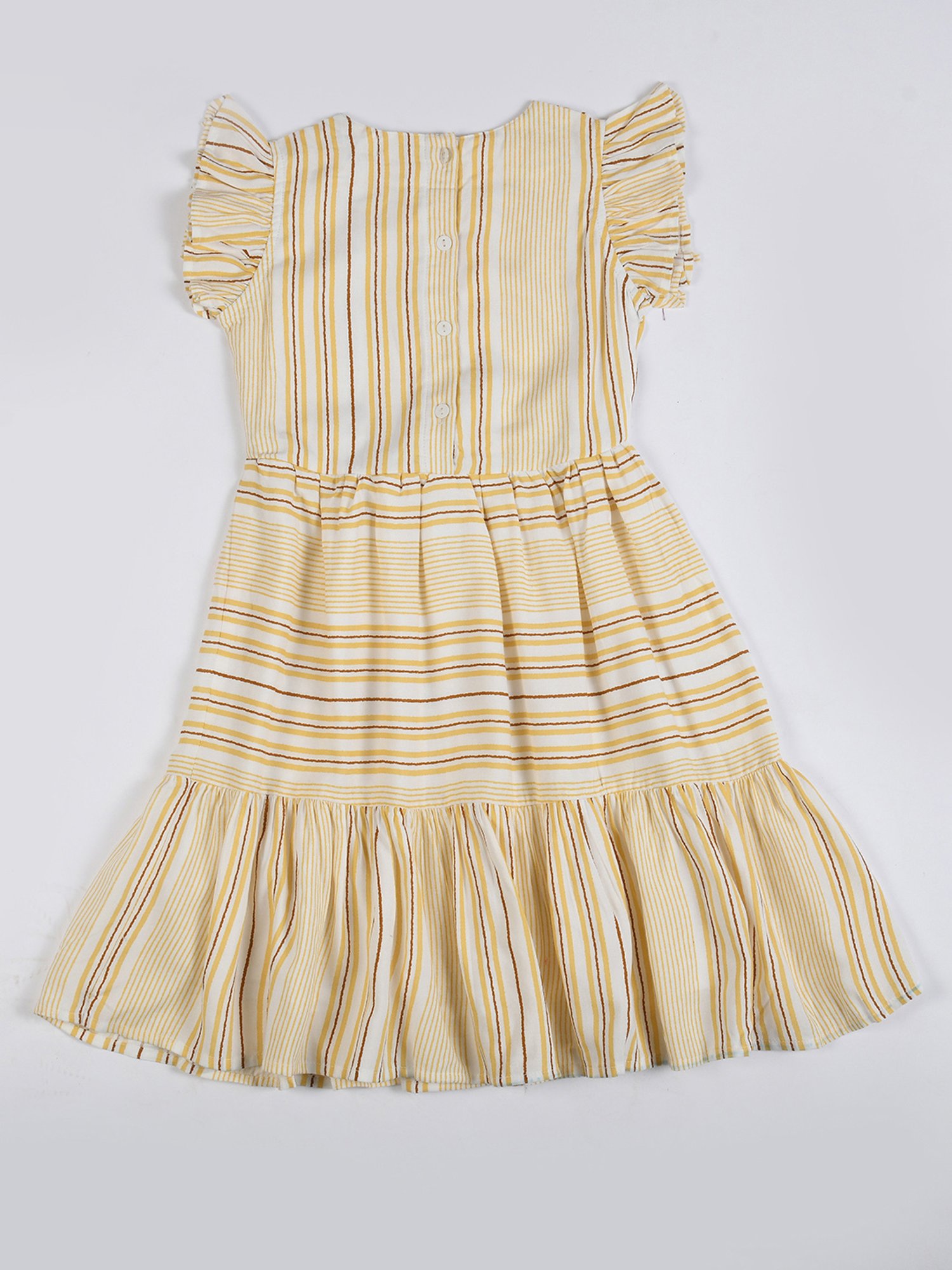 Bella Moda Kids Off White Striped Fit & Flare Dress