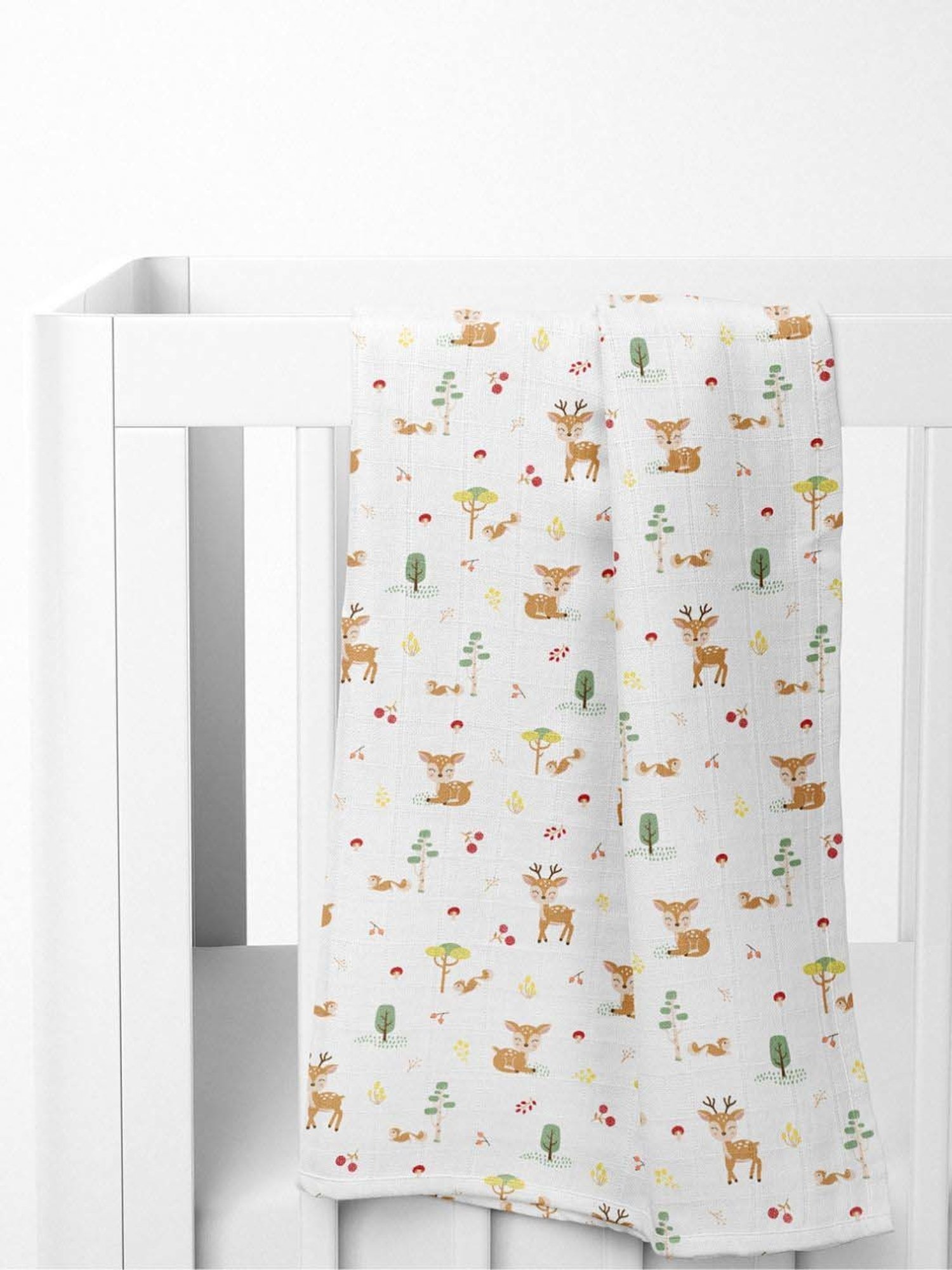 Haus & Kinder Kids White & Canary Yellow Cotton Printed Swaddle (Pack of 4)