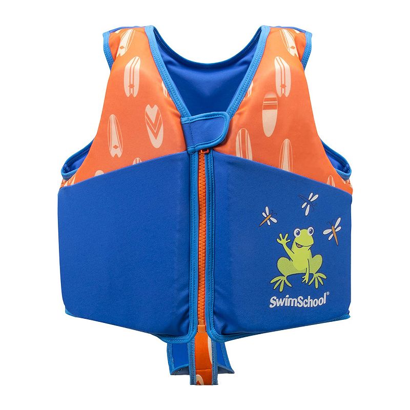 SwimSchool Medium/Large UPF 50 Flex Foam Flotation Pool Lake Swim Trainer Life Jacket Vest, Blue/Orange