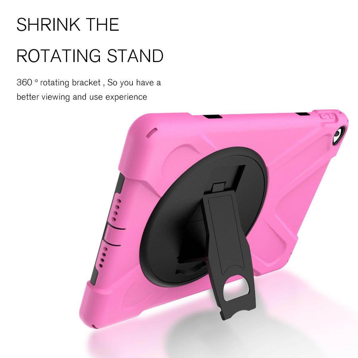 FastSun 360 Rotating Stand Shockproof Armor Hard Back Case Cover For iPad 2 (Pink)