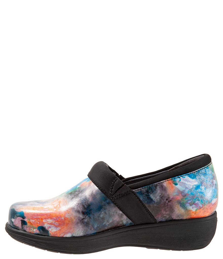 SoftWalk Meredith Sport Watercolor Print Leather Slip-On Clogs