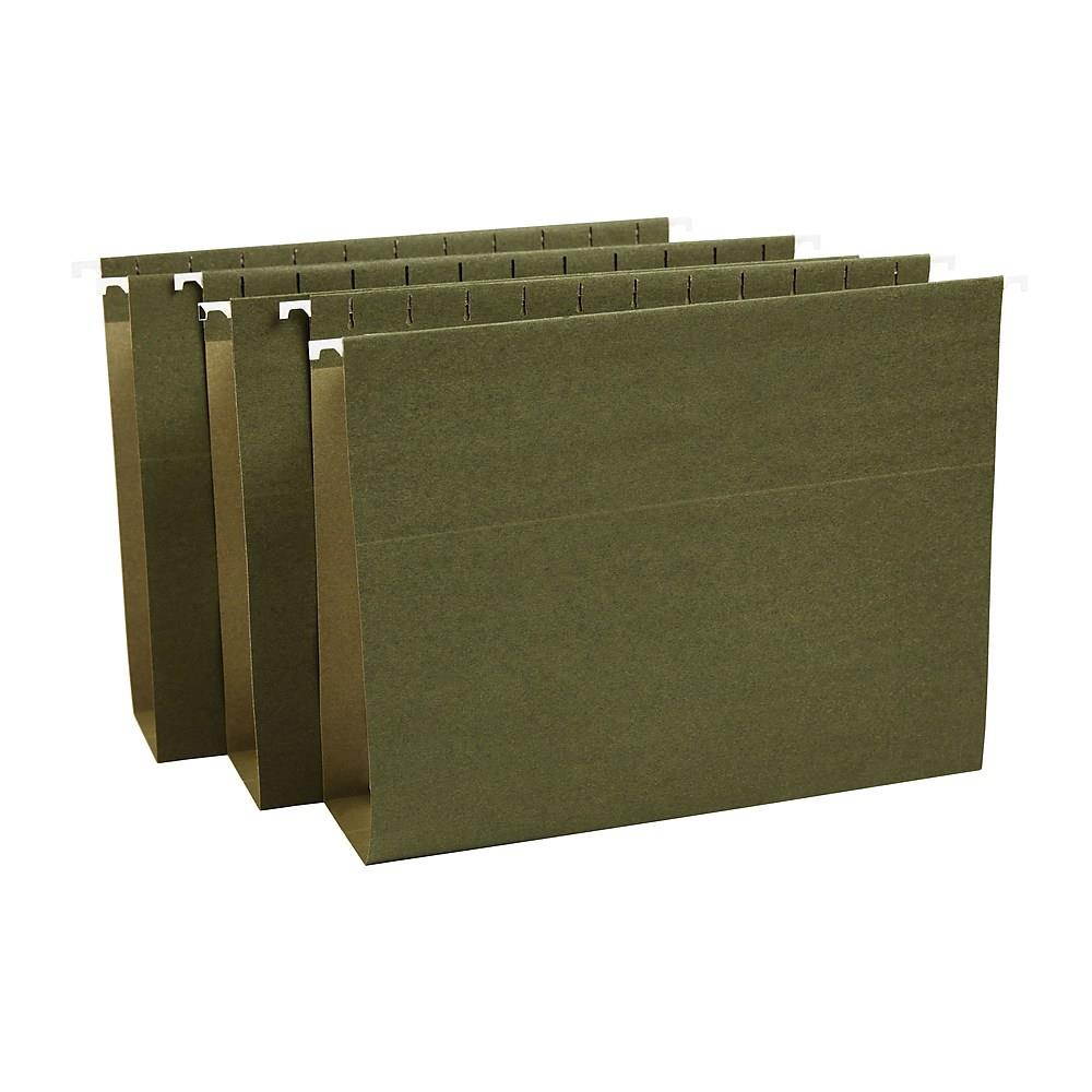 Staples Hanging File Folders BX Bottom 3" Expansion Letter Gn 25/BX TR418376