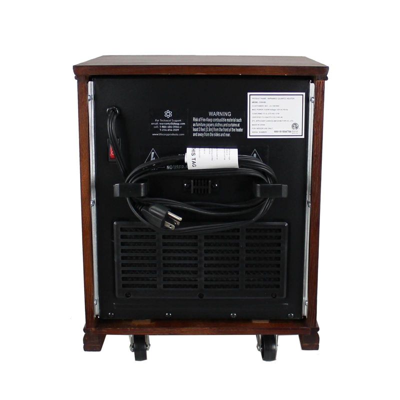 LifeSmart LifePro 4 Element 1500W Portable Electric Infrared Space Heater, Dark Oak