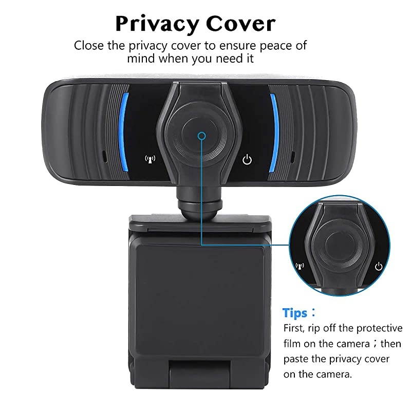 1080P Webcam with Privacy Cover, HD Webcam with Microphone with Noise Reduction, Wide Angel Laptop and Desktop USB Web Camera for Video Calling, Video Conferencing, Online Teaching or Gaming