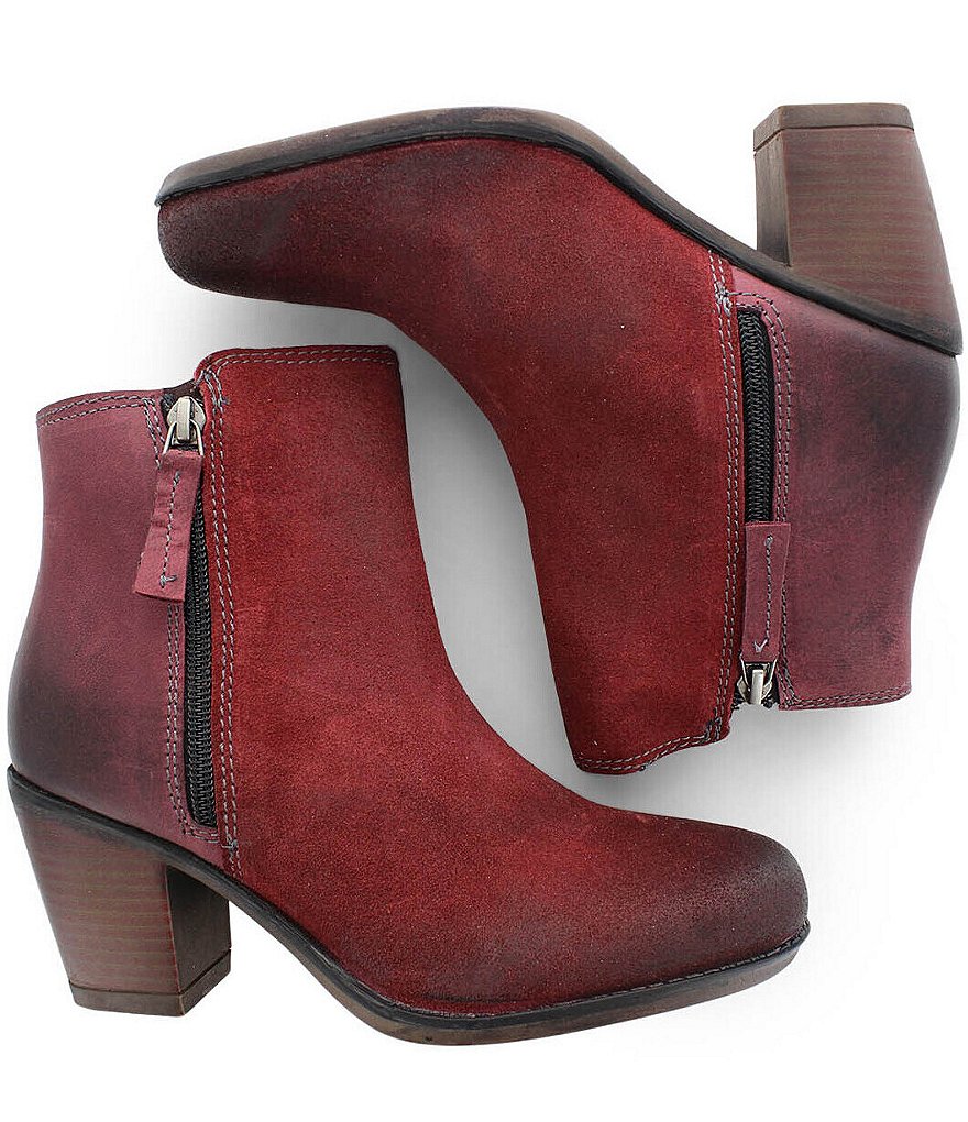 Roan by Bed Stu Lina Burnished Leather Suede Block Heel Booties