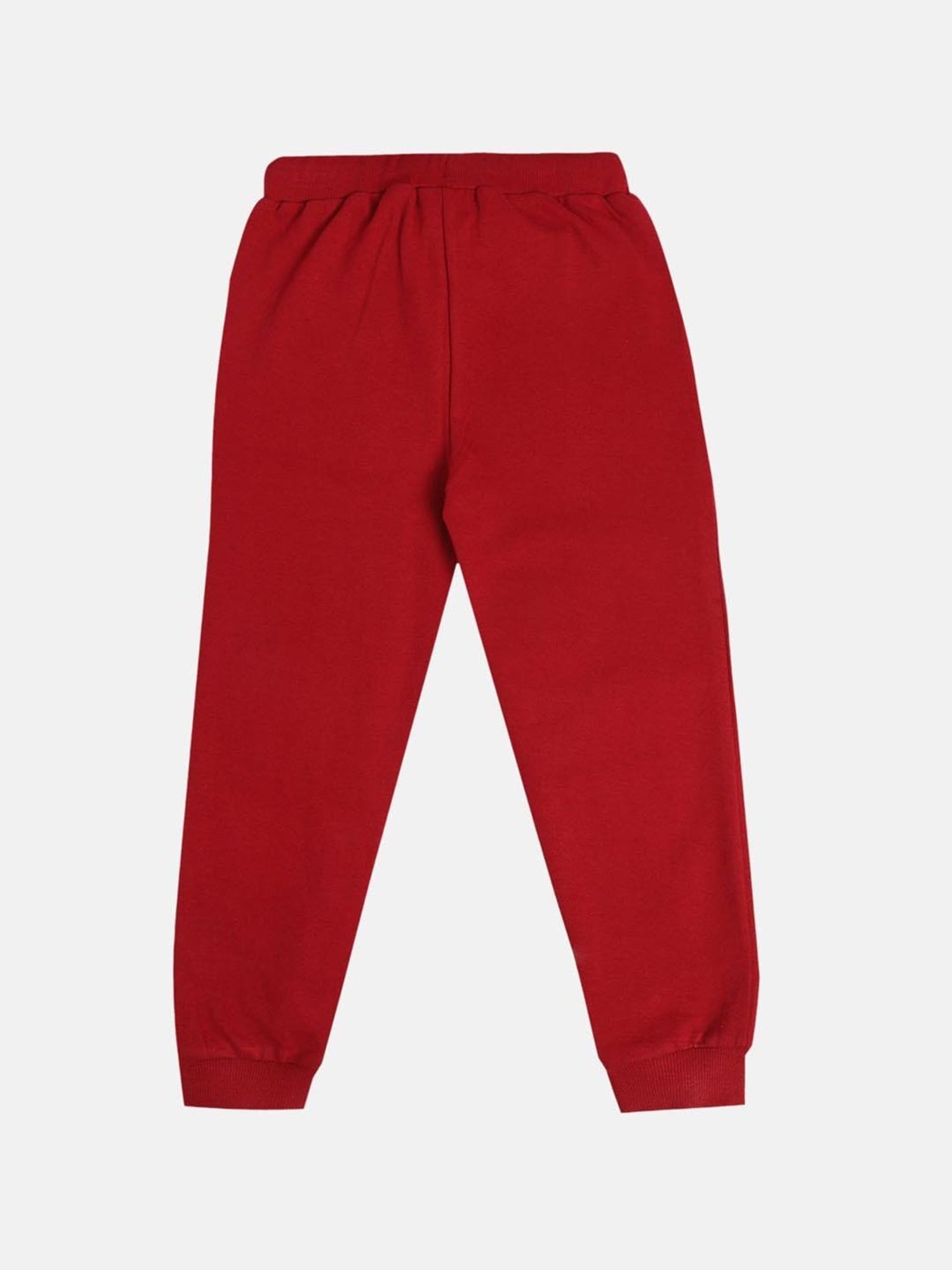 MINIKLUB Boys Red Cotton Printed Full Sleeves Jogger
