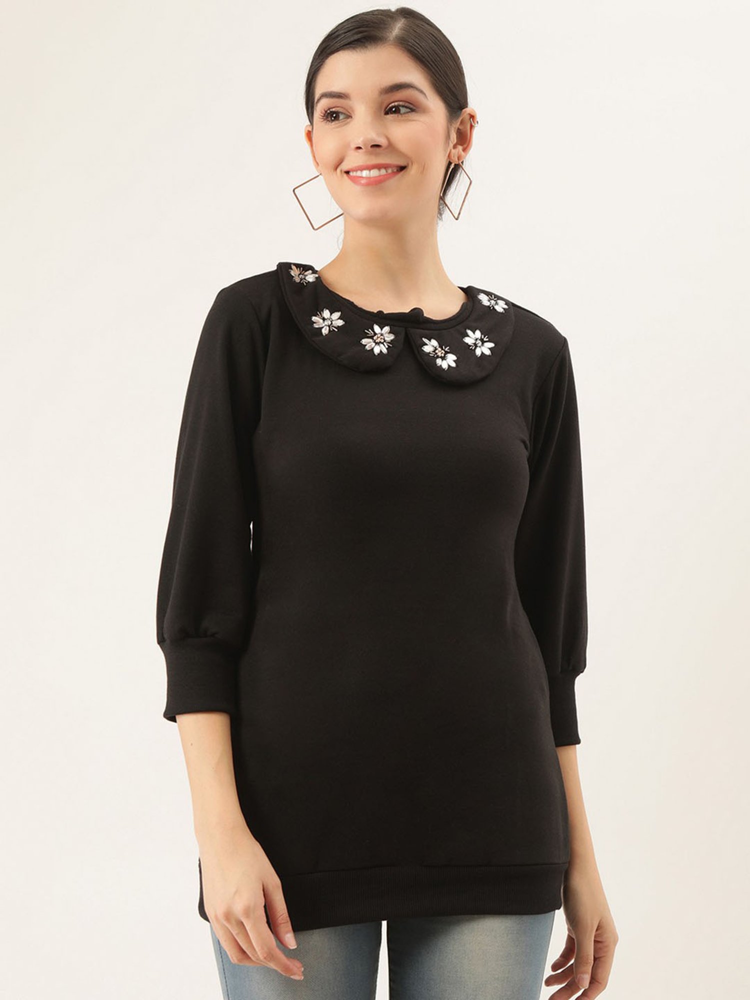 Belle Fille Black Embellished Sweatshirt
