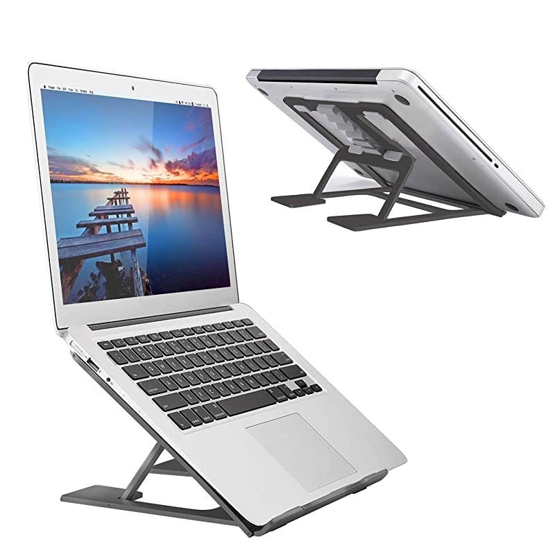 Adjustable Laptop StandVentilated Portable Ergonomic Notebook Riser for DeskMultiAngle Adjustable Portable AntiSlip Mount for MacBook Surface Laptop Notebook 1017 Tablet Black