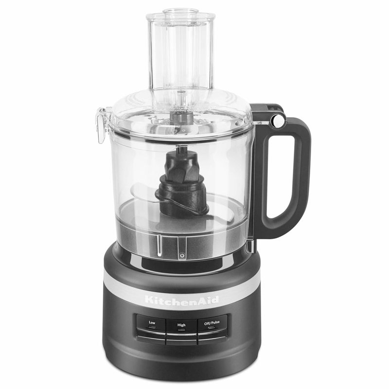 KitchenAid 7 Cup Working Bowl 3 Speed Food Processor for Chop, Pulse, and Puree, Black Matte (Certified Refurbished)