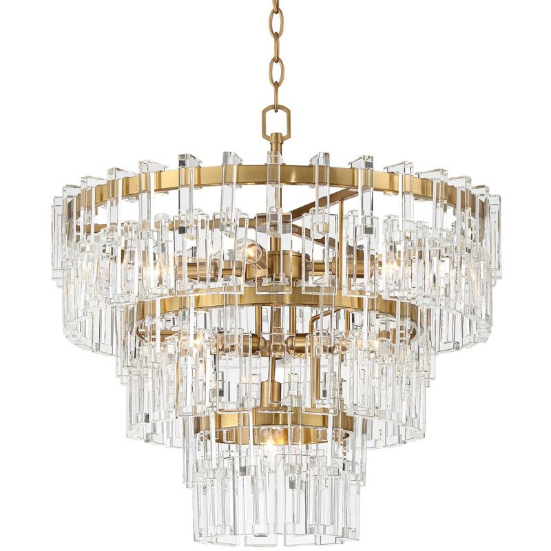 Vienna Full Spectrum Burnished Brass Crystal Chandelier 23 1/2" Wide Modern Tiered 8-Light Fixture Dining Room House Foyer Kitchen