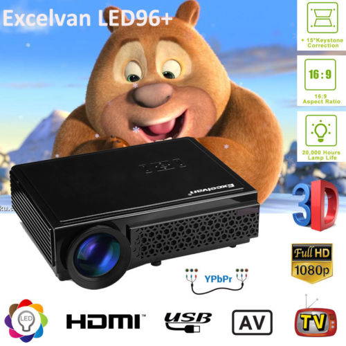 5000 Lumen Portable HD LED Projector 1920x1080P Home Theater Cinema 3D HDMI USB