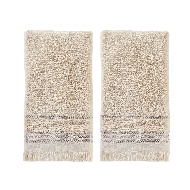 2pc Jude Fringe Hand Towel Set Dark Taupe - SKL Home