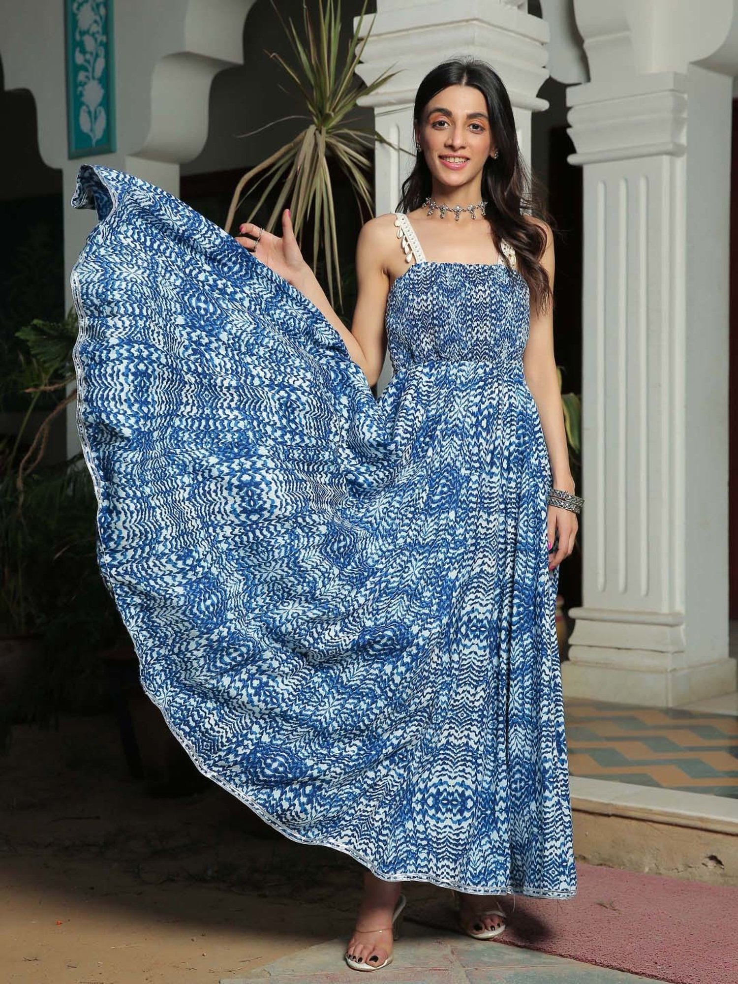 KAORI BY SHREYA AGARWAL Blue Cotton Printed Kurta Pant Set With Dupatta