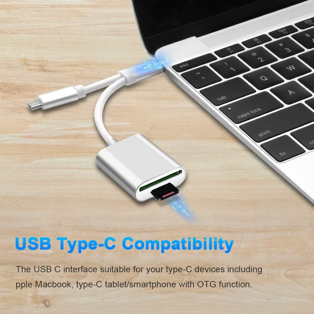 USB C to SD/MicroSD Card Reader Type C/Micro USB OTG Adapter Aluminum TF Card Memory Card Reader Camera reader Drive Recorder Video Reader Trail Cam Viewer for Android Tablets/PC/Laptop/phones/samsung