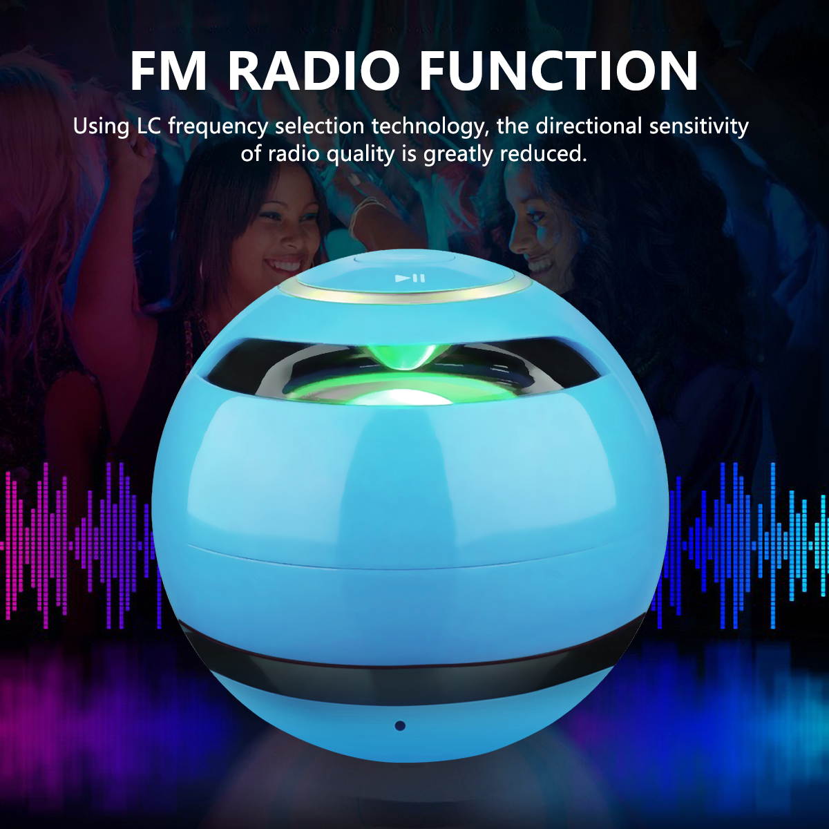Wireless LED Mini Bluetooth Speaker Portable Super Bass Stereo USB/TF/FM Radio Black