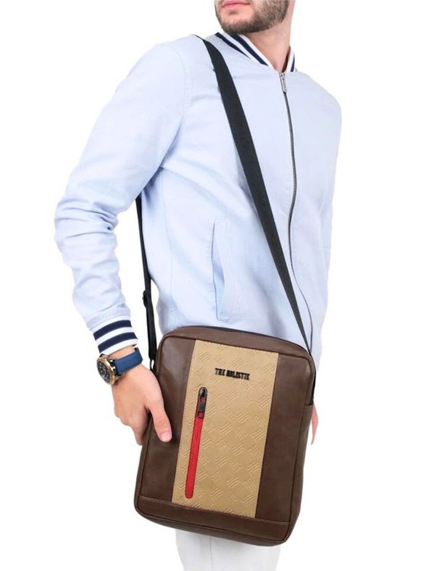 THE HOLISTIK Clever Brown Textured Medium Messenger Bag