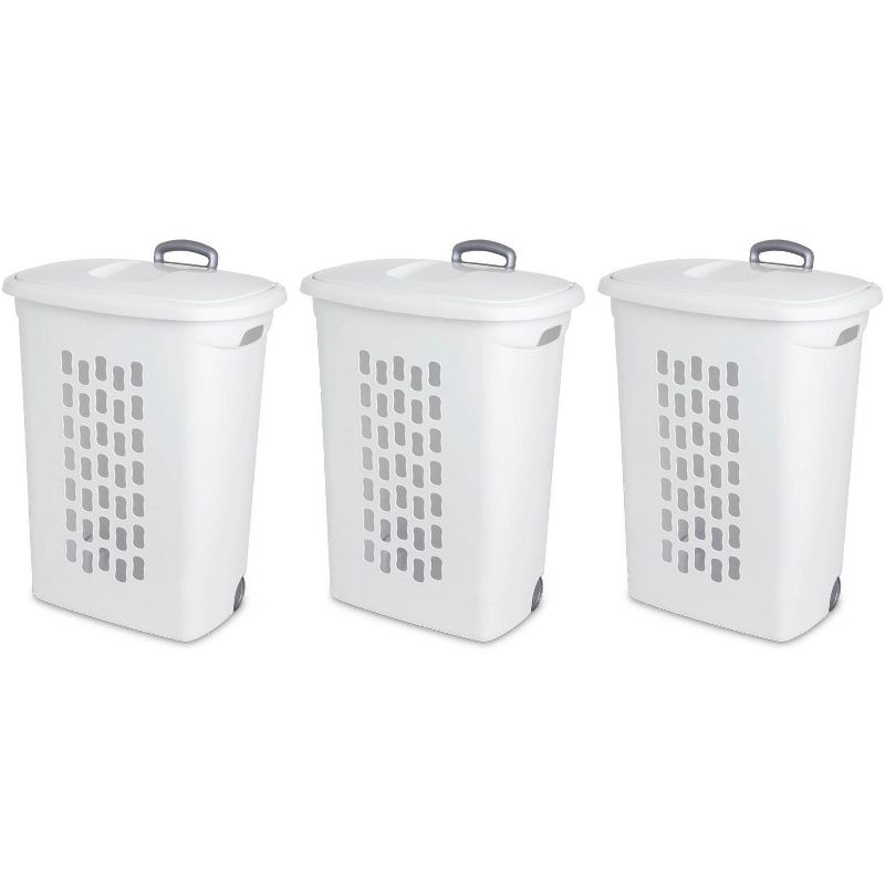 Household Essentials Rolling Laundry Hamper Storage Cart Natural/Light Ash