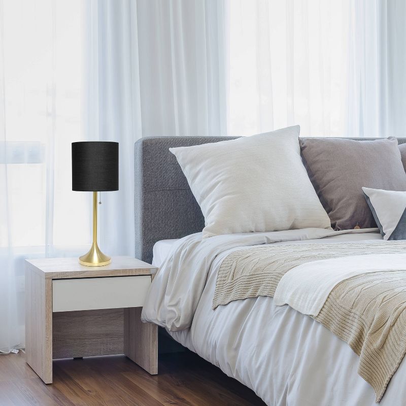 Tapered Desk Lamp with Fabric Drum Shade Black - Simple Designs