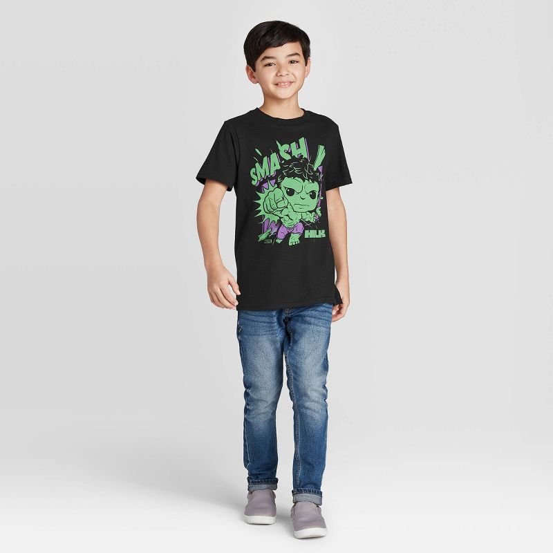 Boys' Marvel 80th Hulk Graphic T-Shirt with Mini Funko POP - Black XL