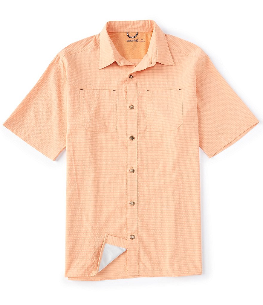 Solaris Short Sleeve Solid Capeback Button Front Shirt