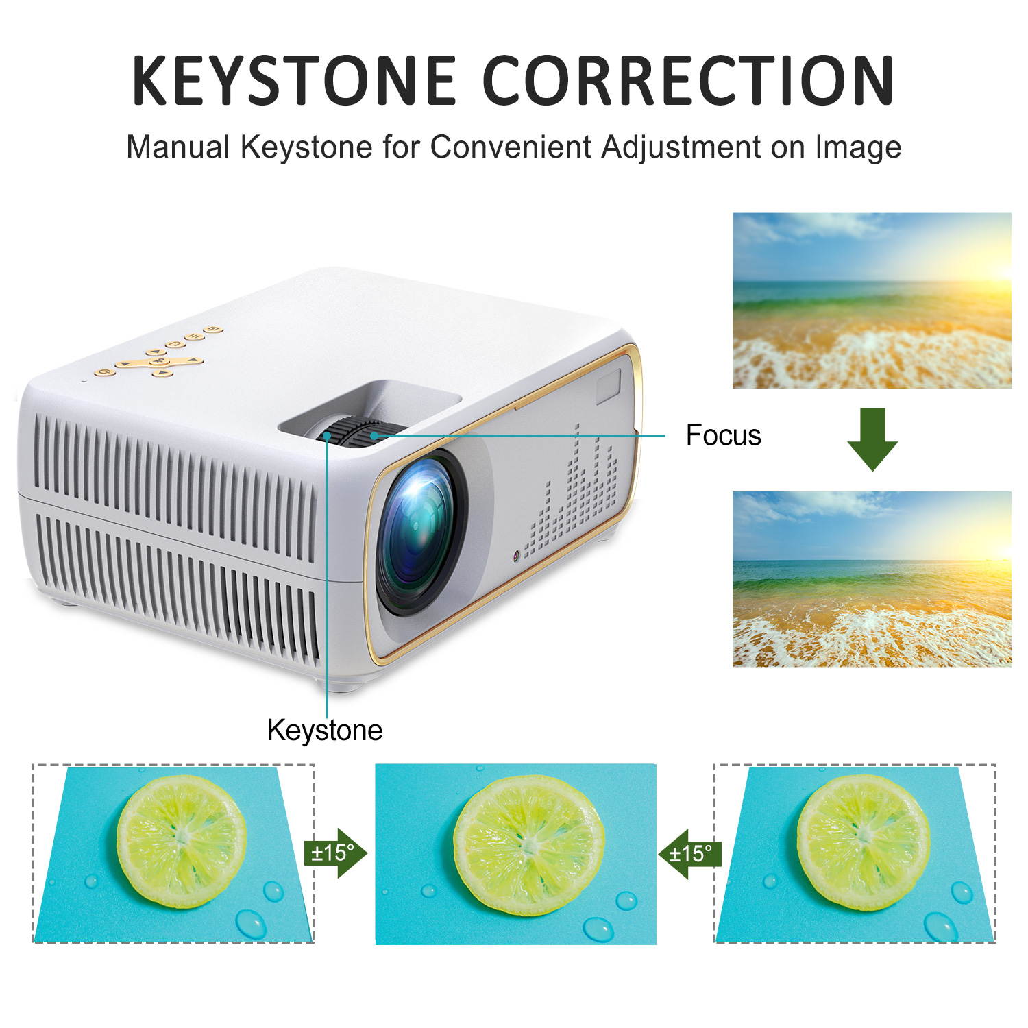 Projector  800*480 Zoom Function 100" Home Theater Projector, 100lumens,10000:1 Contrast Ratio Compatible w/ TV Stick, HDMI, Laptop, PPT Presentation