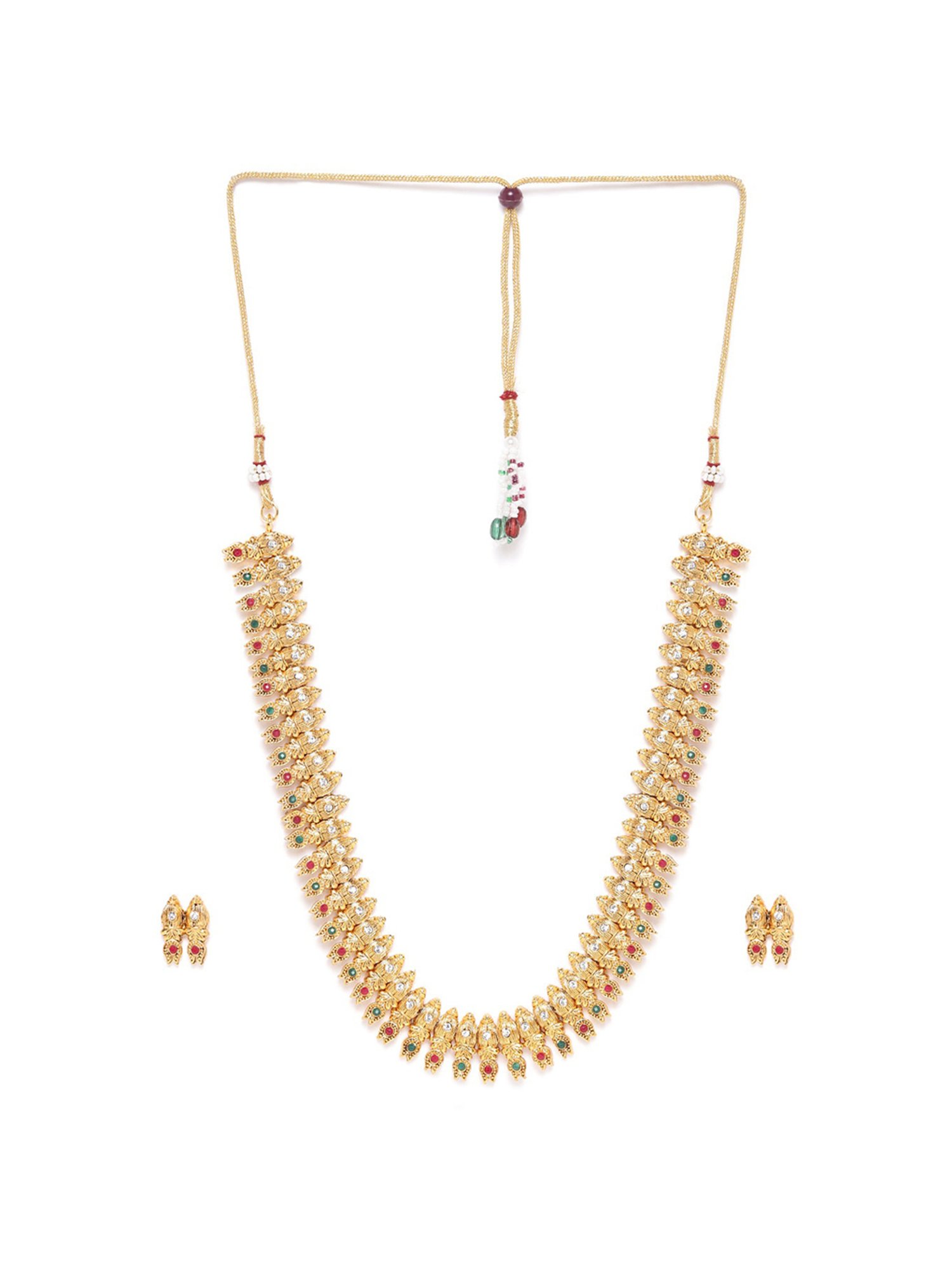 Sri Jagdamba Pearls White Alloy Classic Necklace & Earring Set