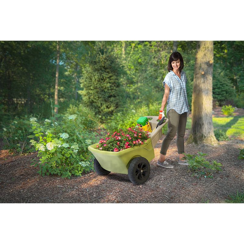 Suncast 15 Gallon Poly Multipurpose Rolling Lawn and Garden Cart, Taupe (2 Pack)
