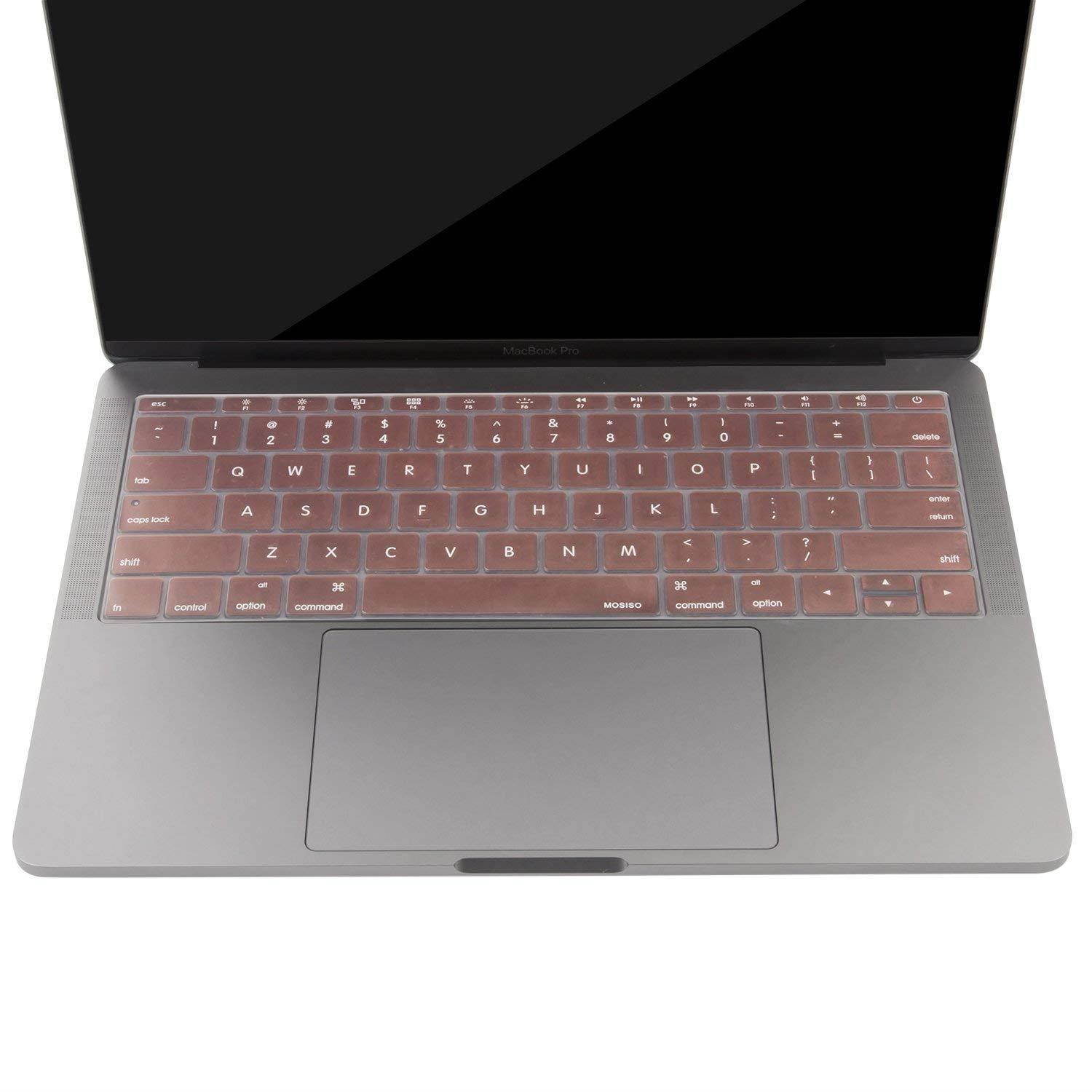 MOSISO Keyboard Cover Compatible MacBook Pro 13 Inch 2017 & 2016 Release A1708 No Touch Bar & New MacBook 12 Inch A1534 Protective Skin, Rose Gold