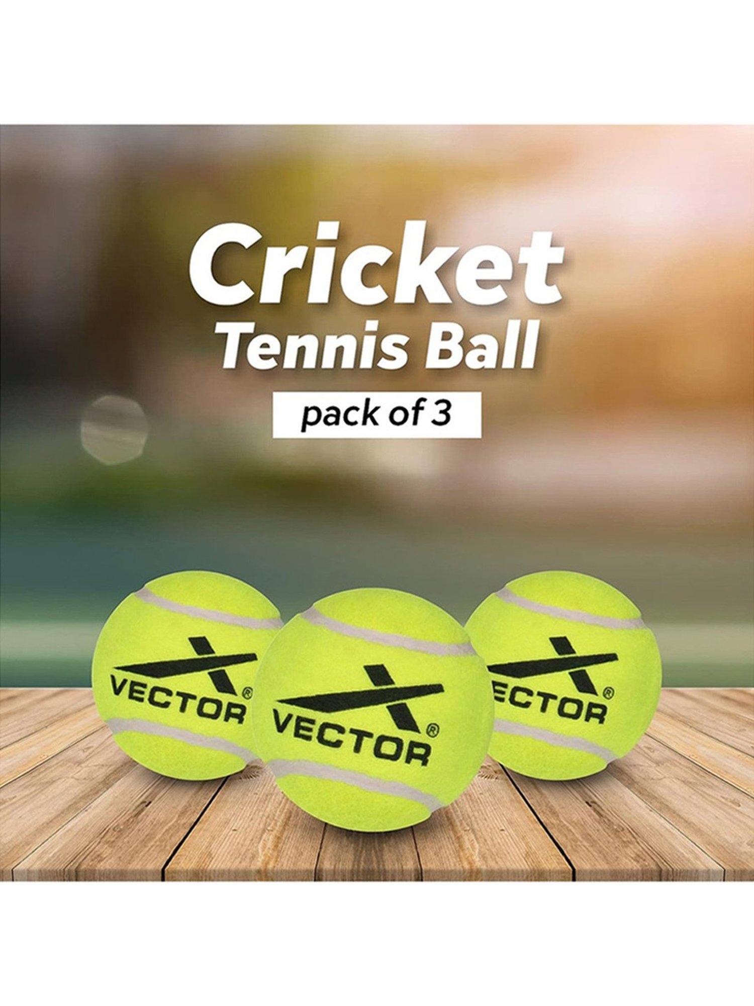 Vector X Pack of 3 Cricket Tennis Balls (Lime) Size - 1.57 Inc