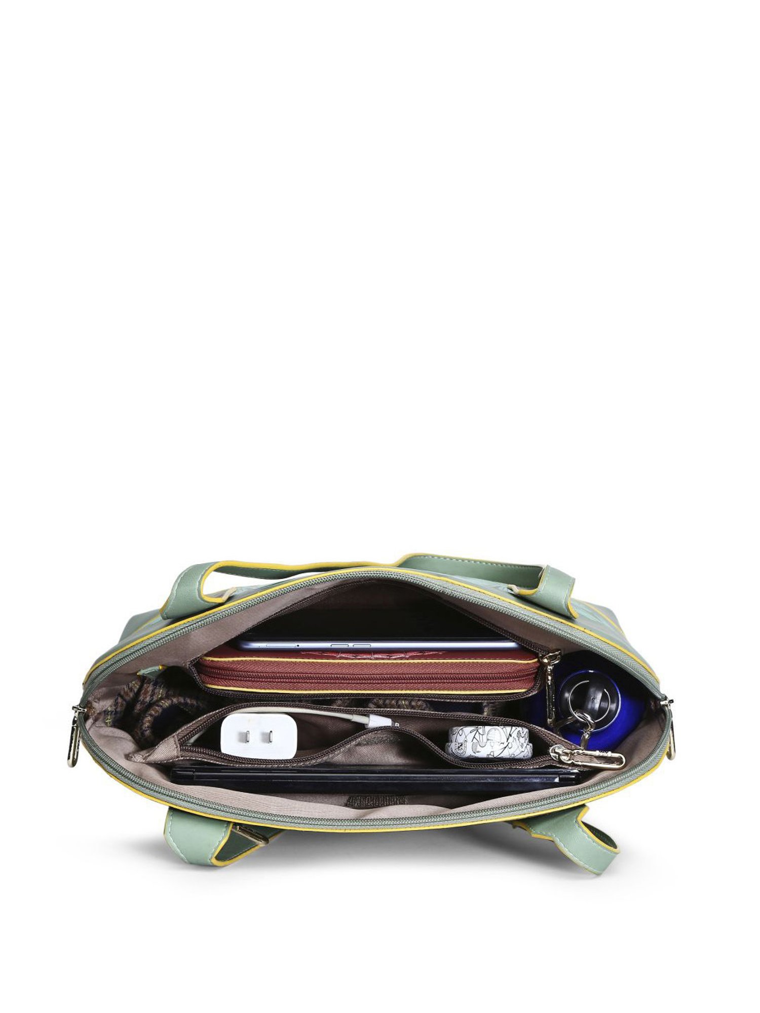 Eume Dragonfly Basil Green Leather Printed Shoulder Handbag