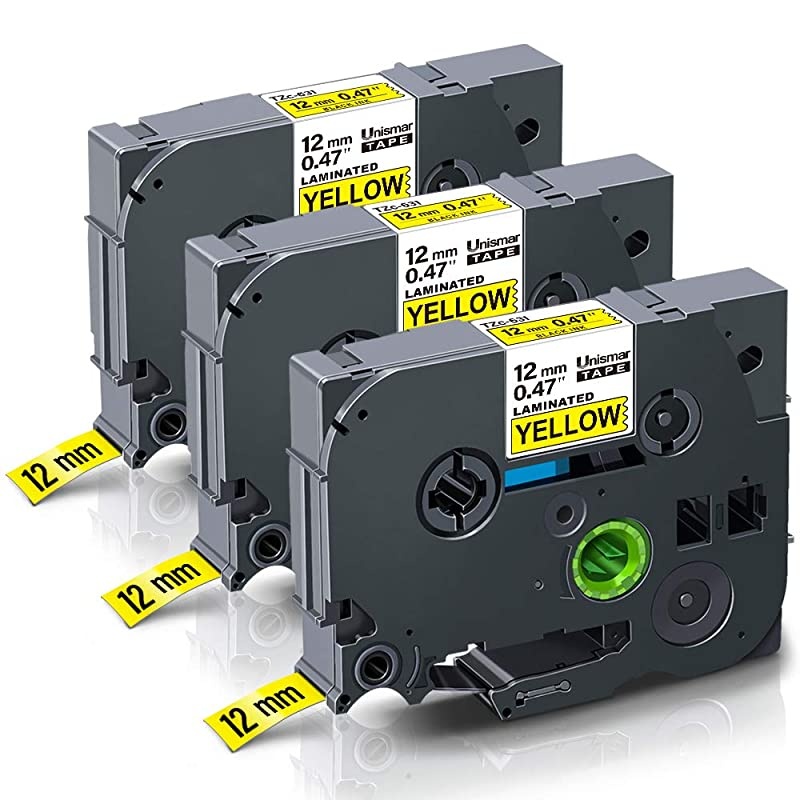 Compatible Label Tape Replacement for Brother PTouch TZe641 TZ641 TZe641 for PTD400AD PTD400VP PTD600 PTD600VP PTP700 PTP900W PT2730 Label Maker 34 in x 262 ft Black on Yellow 3Pack