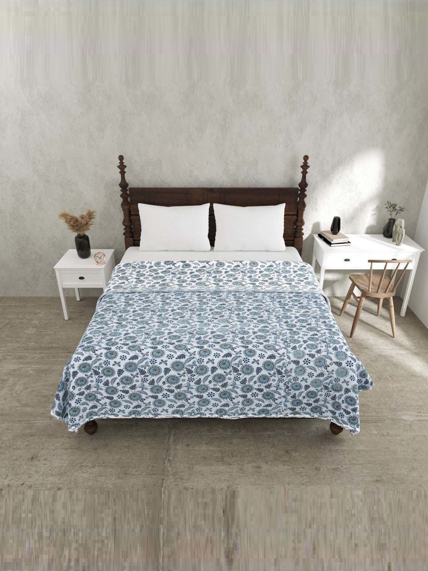 JaipurFabric Light Blue Cotton 150 GSM Reversible Ac Dohar