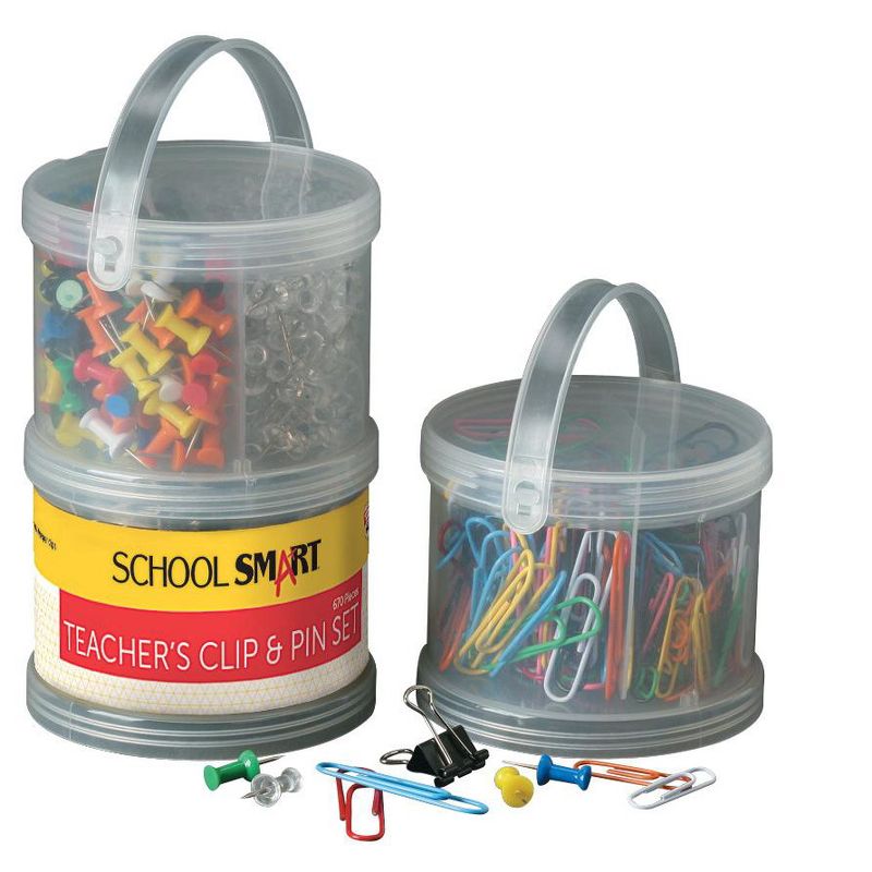 School Smart Vinyl Coated Teachers Clip and Pin Set, set of 3