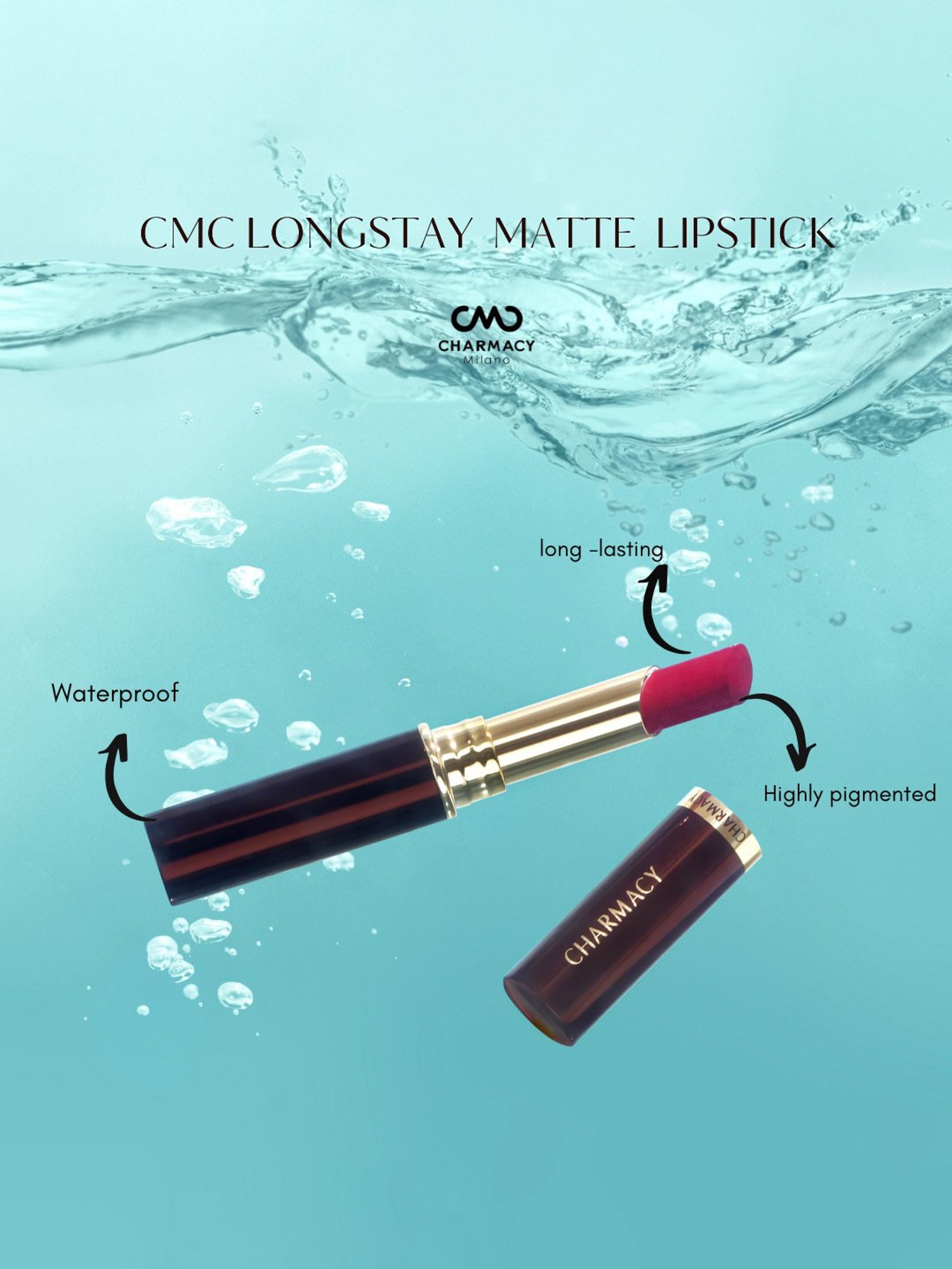 CHARMACY Milano Longstay Matte Lipstick 64 Naughty Nude - 2.8 gm