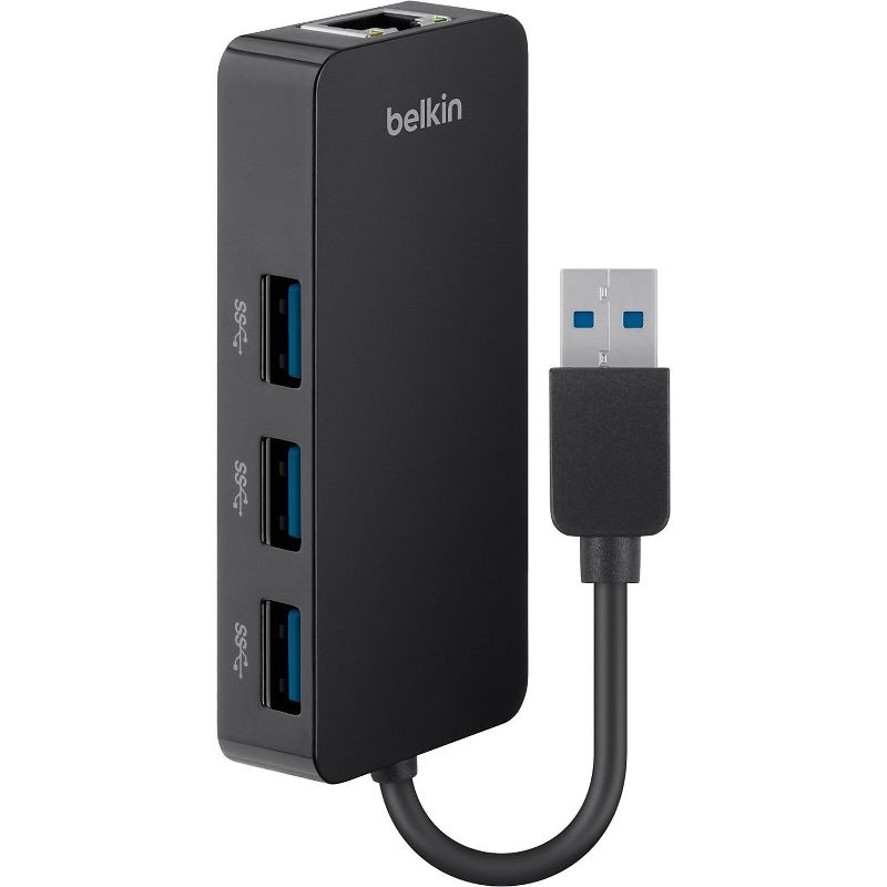 Belkin USB 3.0 Hub with Gigabit Ethernet Adapter, Black B2B128TT