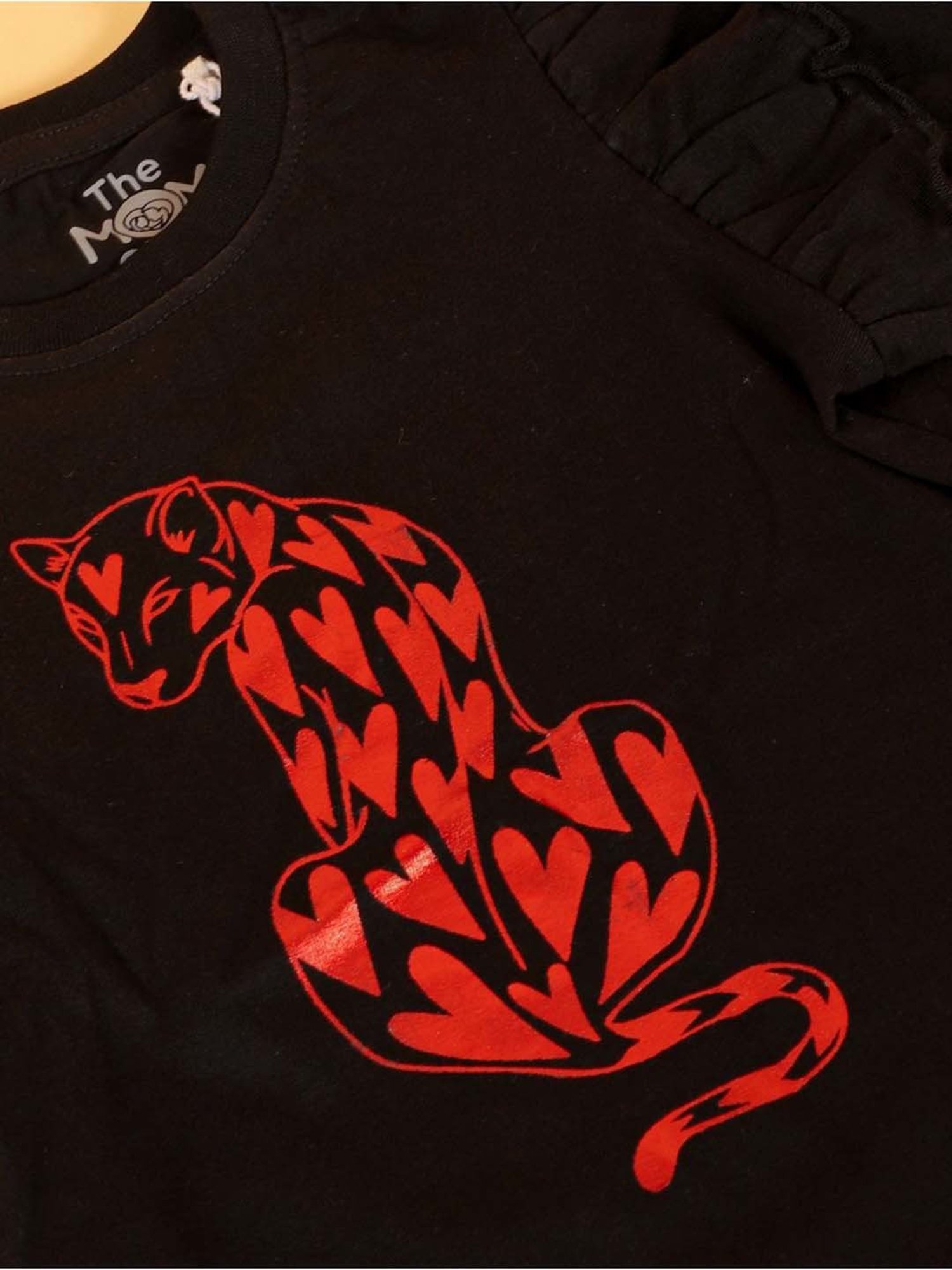 The Mom Store Kids Black & Red Cotton Printed Top Set