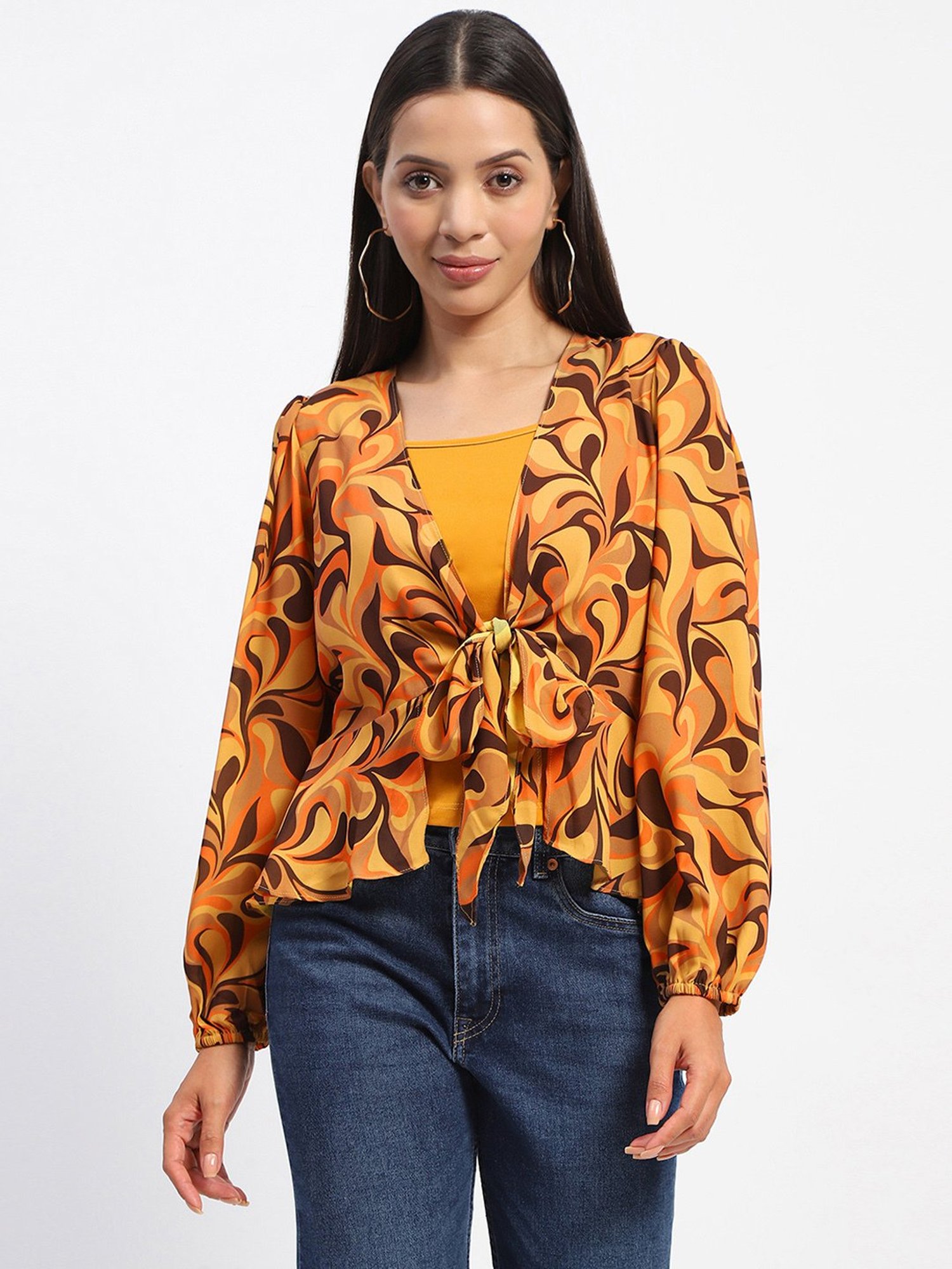 MADAME Yellow Printed Top